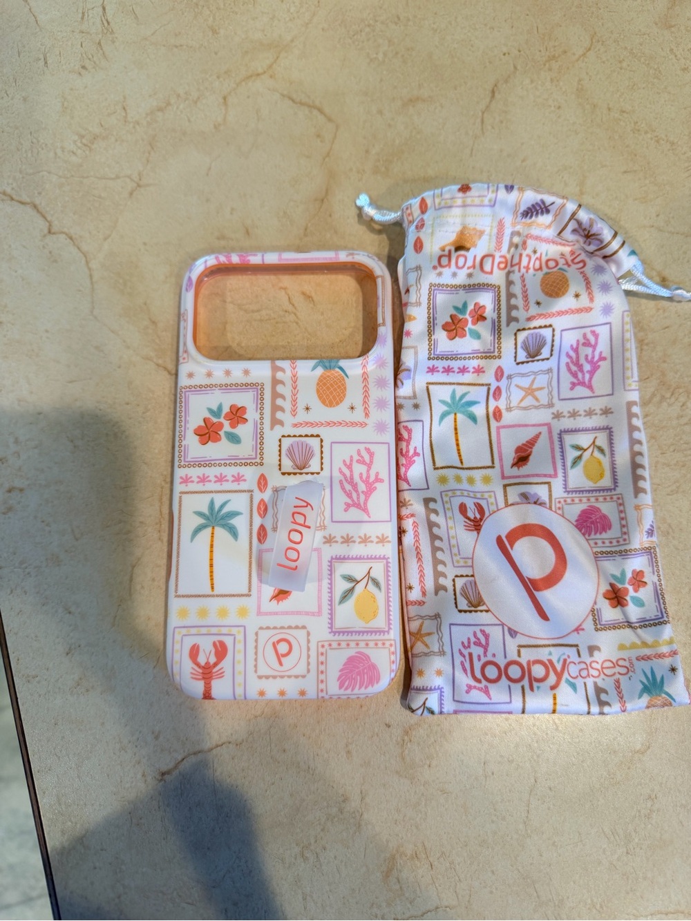 Loopy Case Women’s Phone Case with Pouch - Pink Tropical Pattern